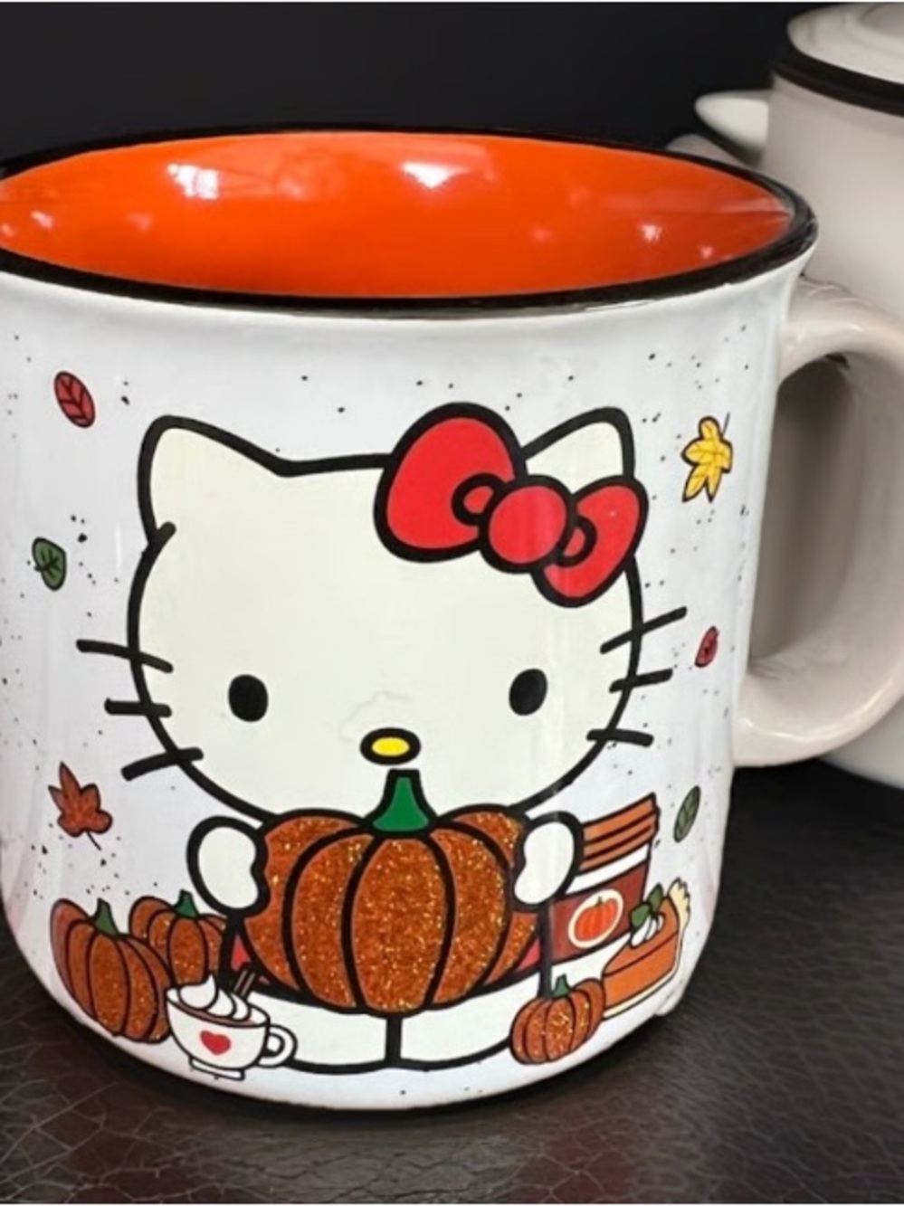 Hello Kitty Fall Pumpkin Ceramic Mug - White with Orange Interior